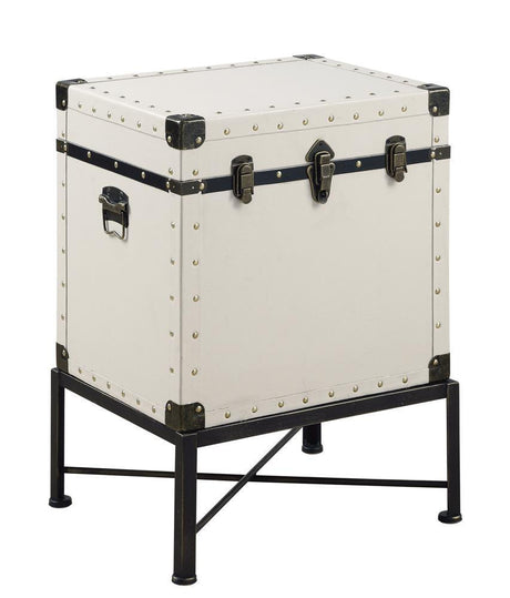 Nancy Accent Cabinet With Nailhead Trim White - Ella Furniture