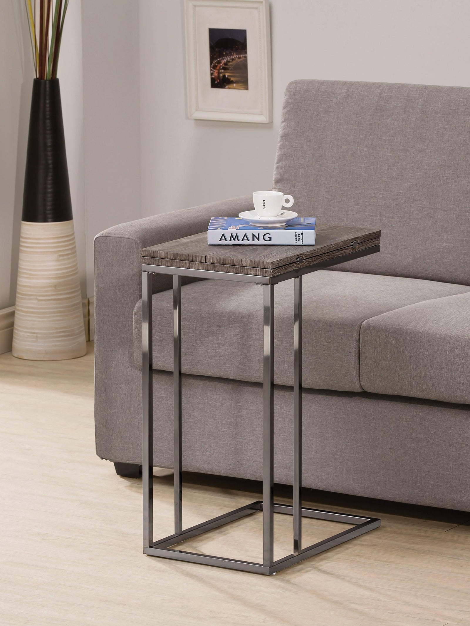 Pedro Expandable Top Accent Table Weathered Grey And Black - Ella Furniture