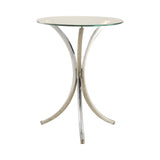 Eloise Round Accent Table With Curved Legs Chrome - Ella Furniture