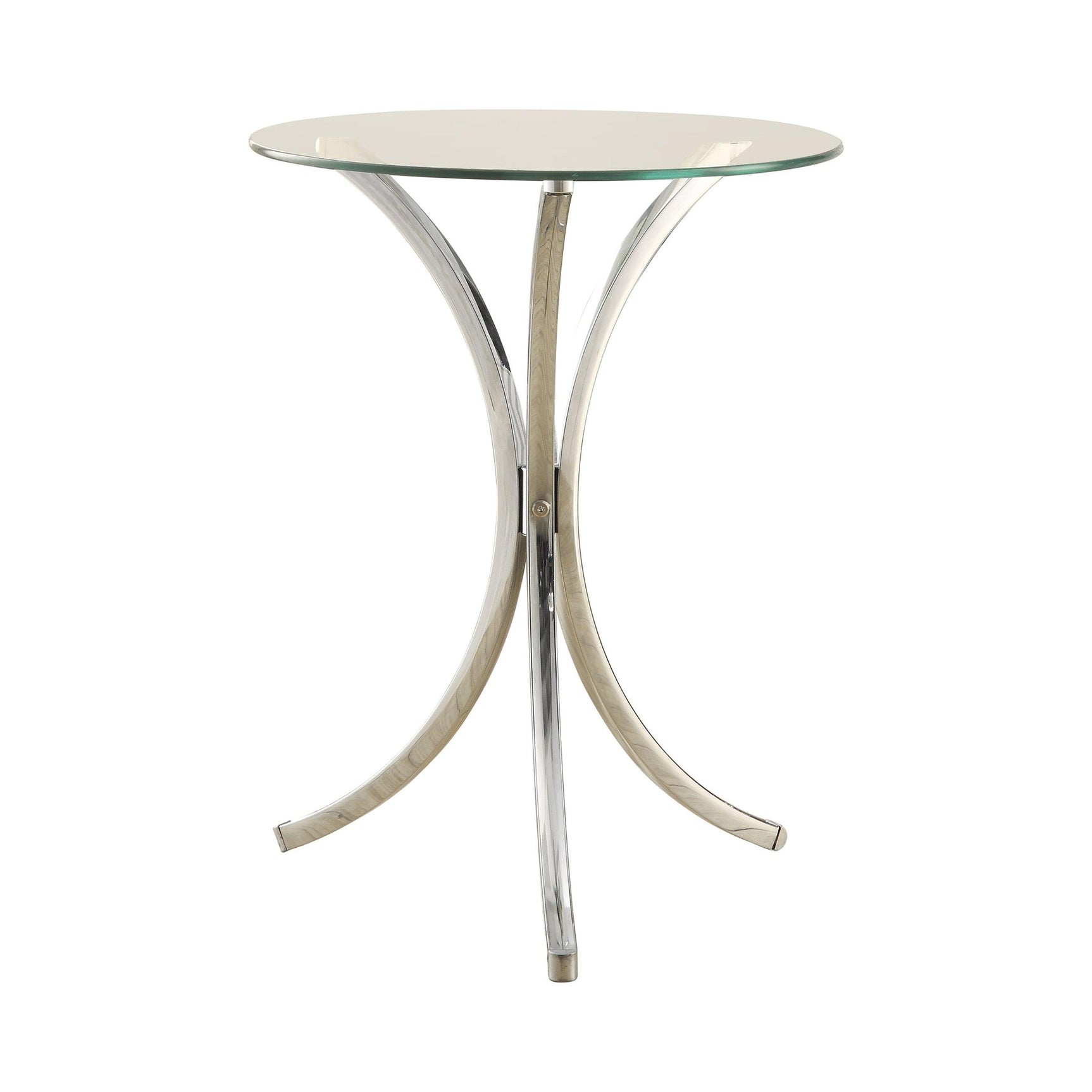 Eloise Round Accent Table With Curved Legs Chrome - Ella Furniture