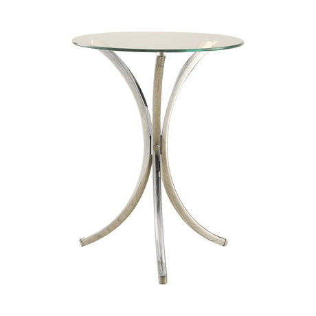 Eloise Round Accent Table With Curved Legs Chrome - Ella Furniture