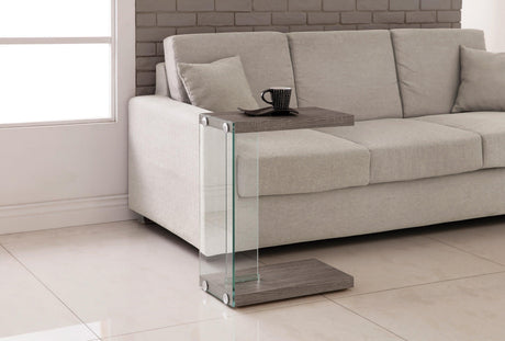 Alison Accent Table Weathered Grey And Clear - Ella Furniture
