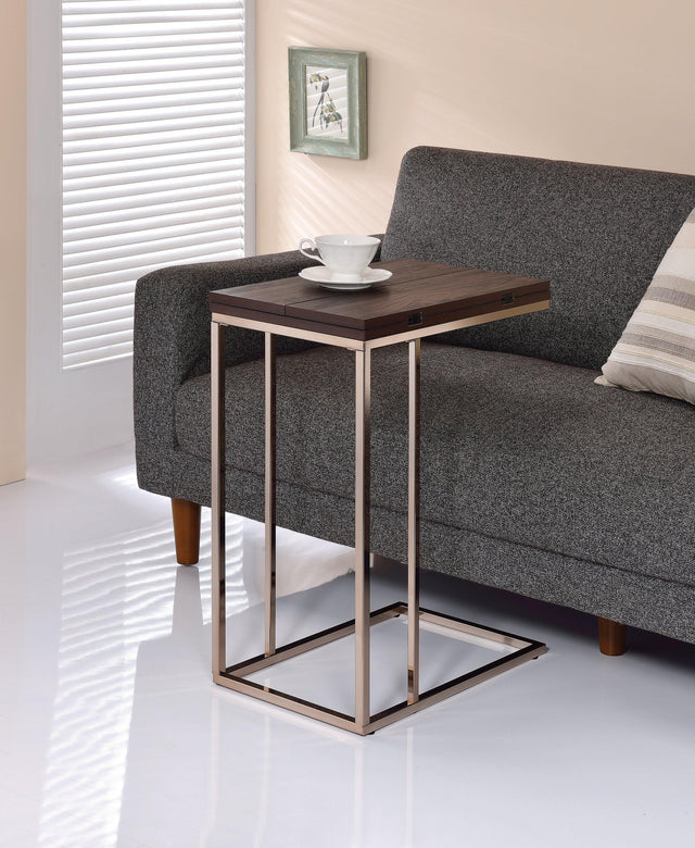 Pedro Expandable Top Accent Table Chestnut And Chrome - Ella Furniture