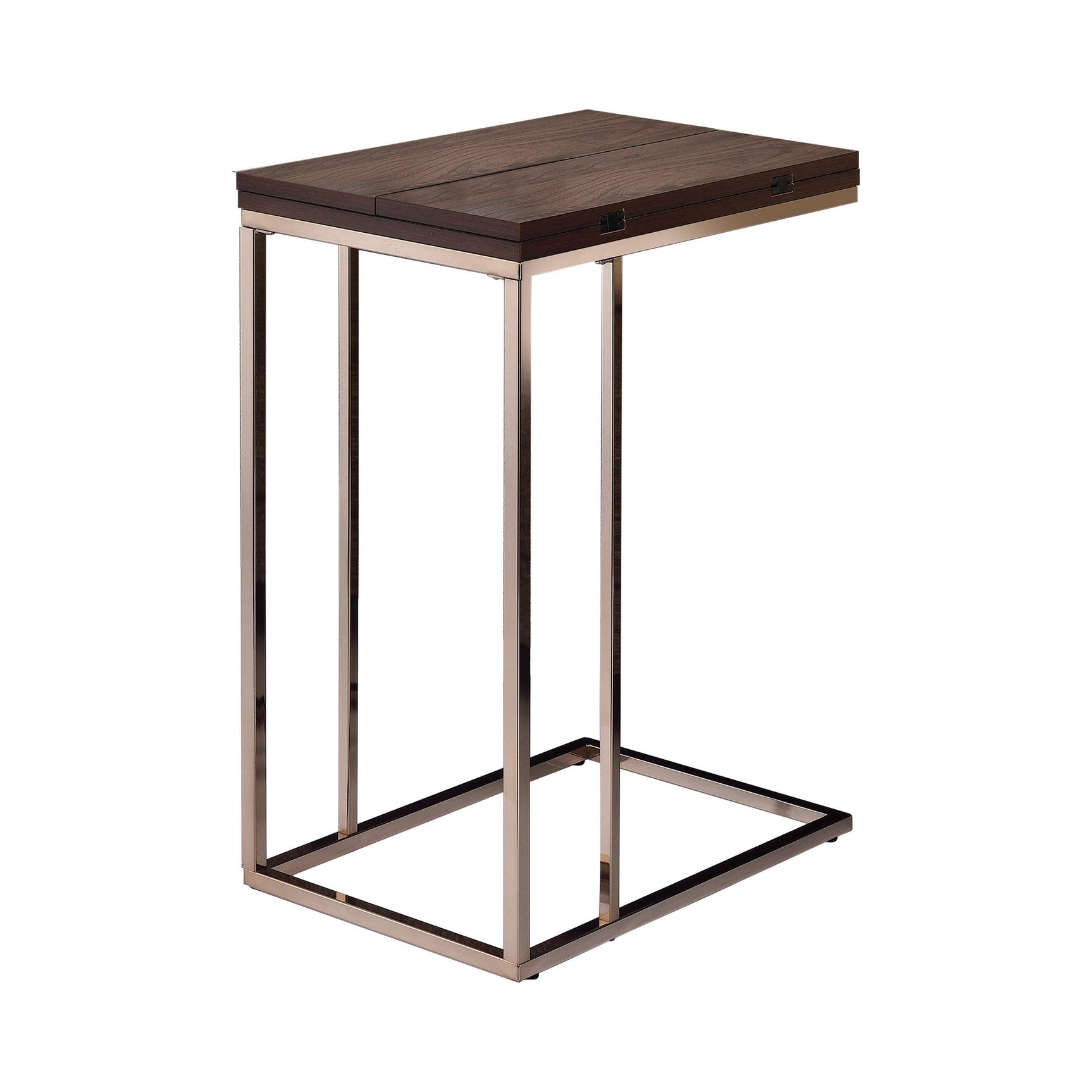 Pedro Expandable Top Accent Table Chestnut And Chrome - Ella Furniture