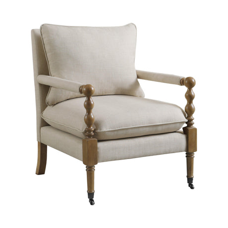 Monaghan Upholstered Accent Chair With Casters Beige - Ella Furniture