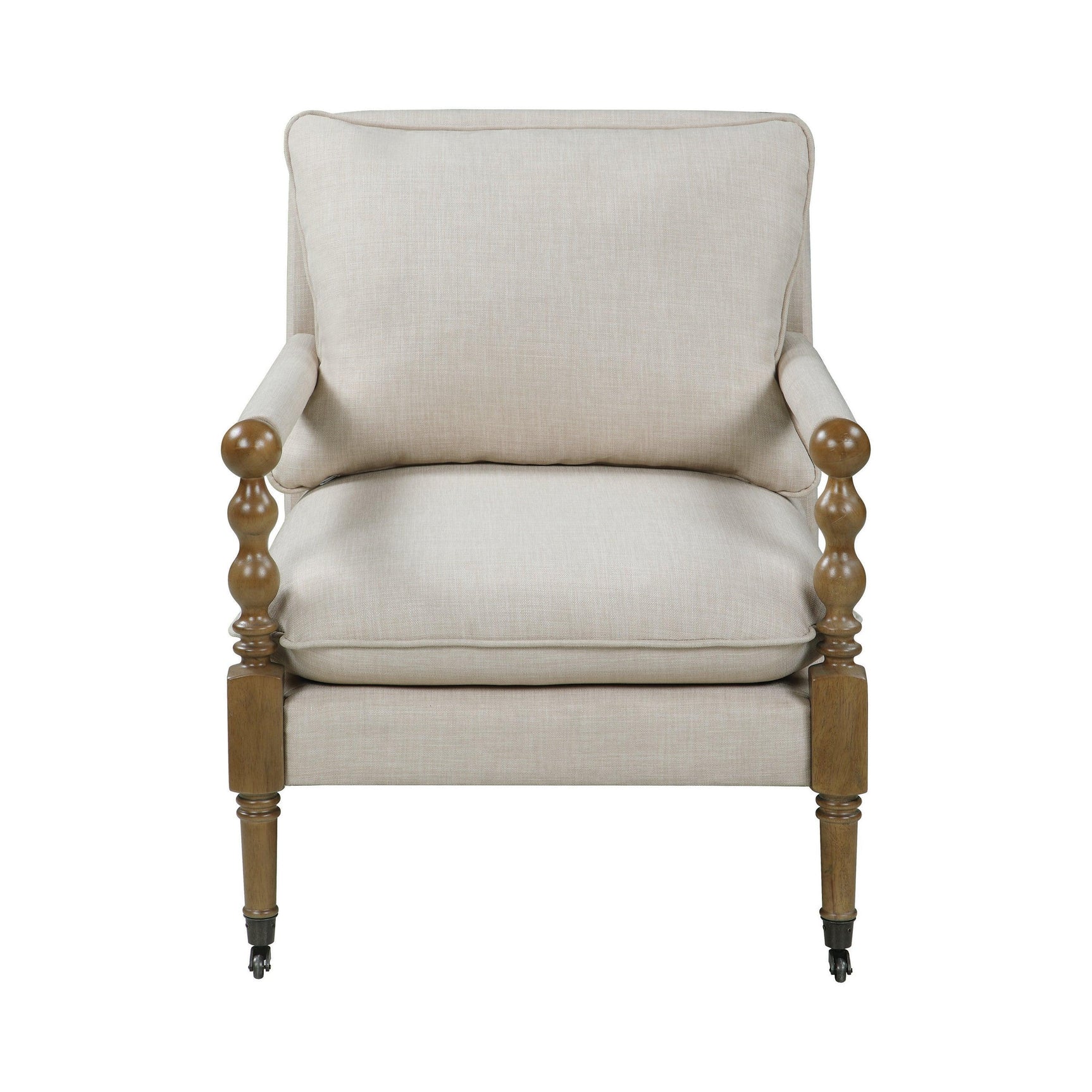 Monaghan Upholstered Accent Chair With Casters Beige - Ella Furniture