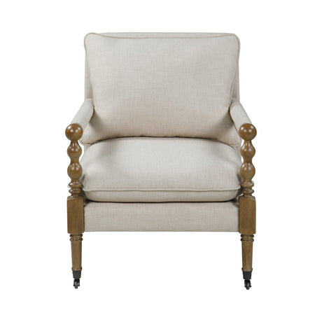 Monaghan Upholstered Accent Chair With Casters Beige - Ella Furniture