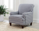 Glenn Recessed Arms Accent Chair Blue - Ella Furniture