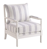 Blanchett Upholstered Accent Chair With Spindle Accent White And Navy - Ella Furniture