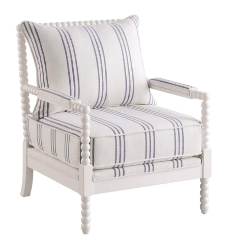 Blanchett Upholstered Accent Chair With Spindle Accent White And Navy - Ella Furniture