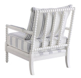 Blanchett Upholstered Accent Chair With Spindle Accent White And Navy - Ella Furniture