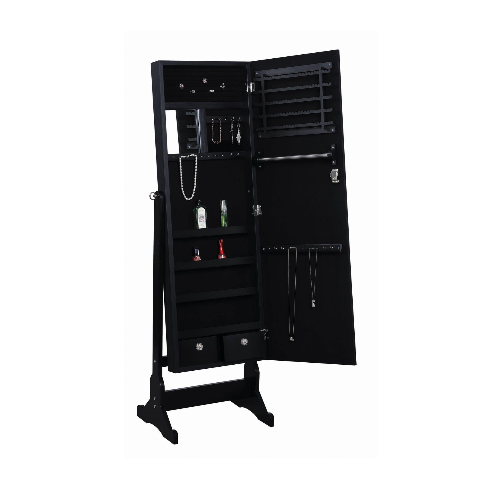 Tutuola Jewelry Cheval Mirror Black - Ella Furniture