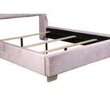 Jacklyn Pink Modern Contemporary Solid Wood Faux Leather Upholstered Tufted Queen Panel Bed - Ella Furniture