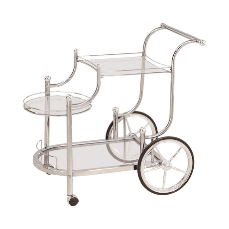 Sarandon 3-Tier Serving Cart Chrome And Clear - Ella Furniture
