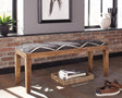 Lamont Rectangular Upholstered Bench Natural And Navy - Ella Furniture