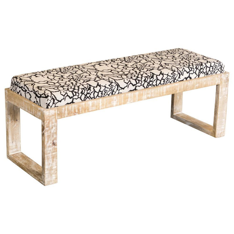 Aiden Sled Leg Upholstered Accent Bench Black And White - Ella Furniture