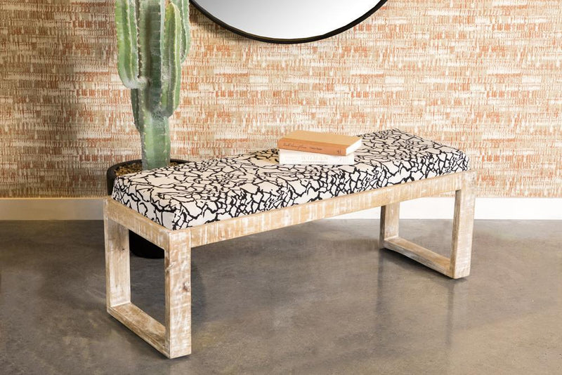 Aiden Sled Leg Upholstered Accent Bench Black And White - Ella Furniture