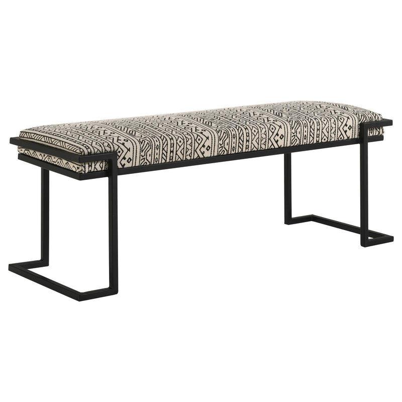 Alfaro Upholstered Accent Bench Black And White - Ella Furniture