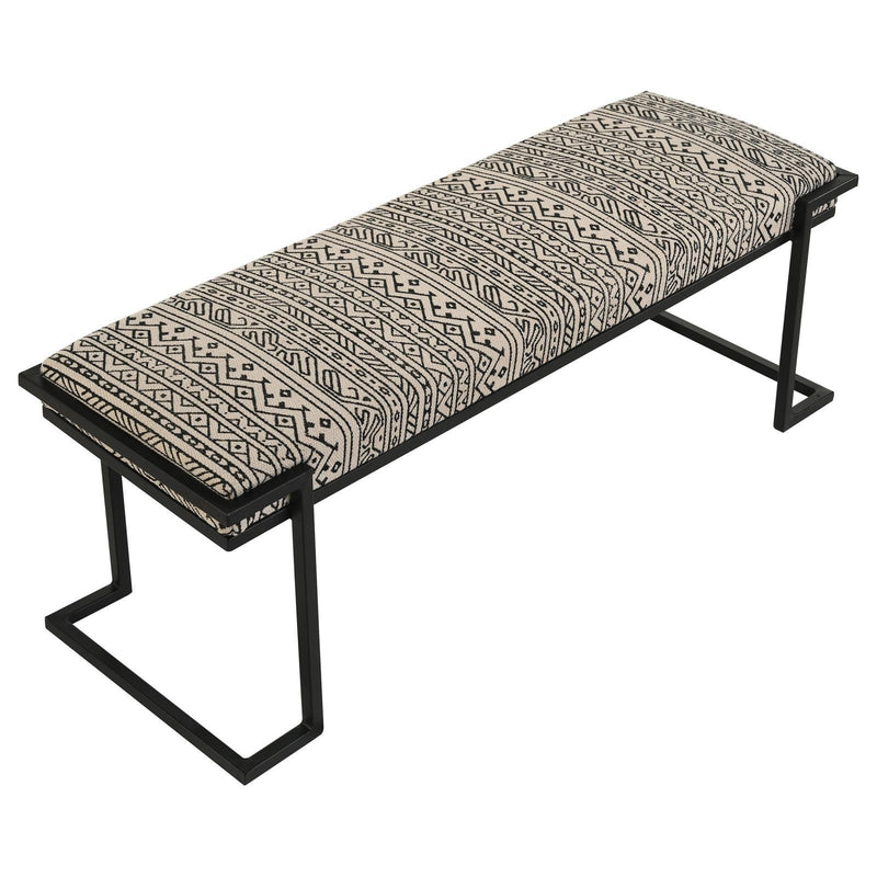 Alfaro Upholstered Accent Bench Black And White - Ella Furniture