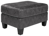 Venaldi Gunmetal Faux Leather Ottoman - Ella Furniture