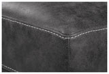 Venaldi Gunmetal Faux Leather Ottoman - Ella Furniture