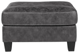 Venaldi Gunmetal Faux Leather Ottoman - Ella Furniture