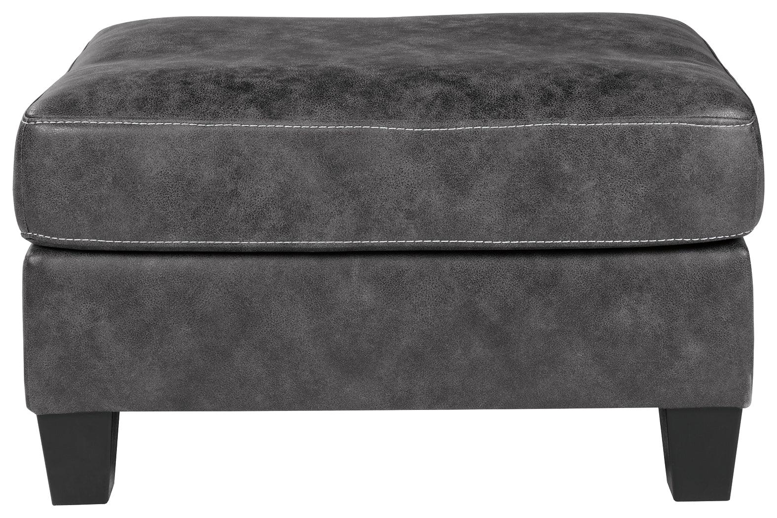 Venaldi Gunmetal Faux Leather Ottoman - Ella Furniture