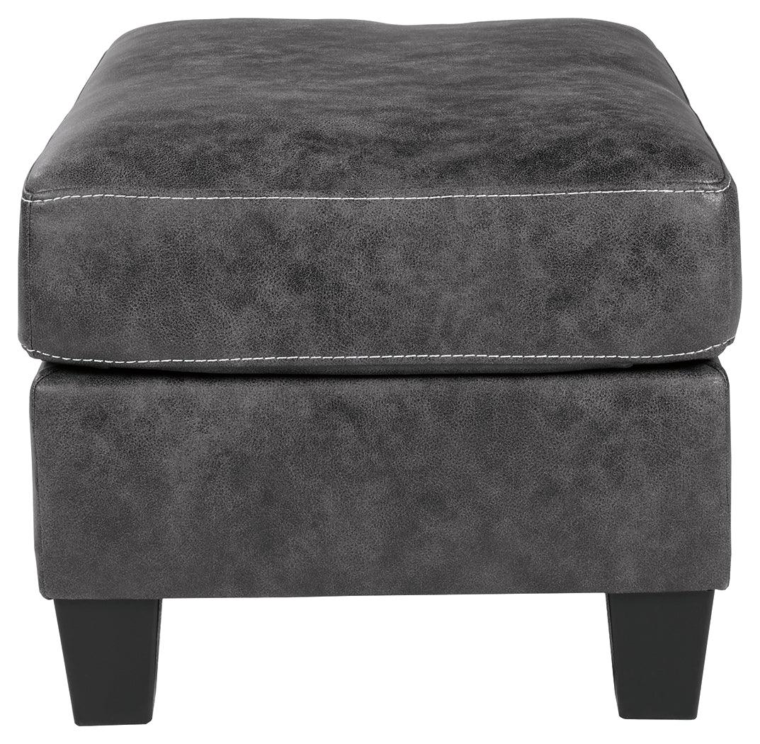 Venaldi Gunmetal Faux Leather Ottoman - Ella Furniture