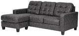 Venaldi Gunmetal Faux Leather Queen Sofa Chaise Sleeper - Ella Furniture