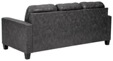 Venaldi Gunmetal Faux Leather Queen Sofa Chaise Sleeper - Ella Furniture