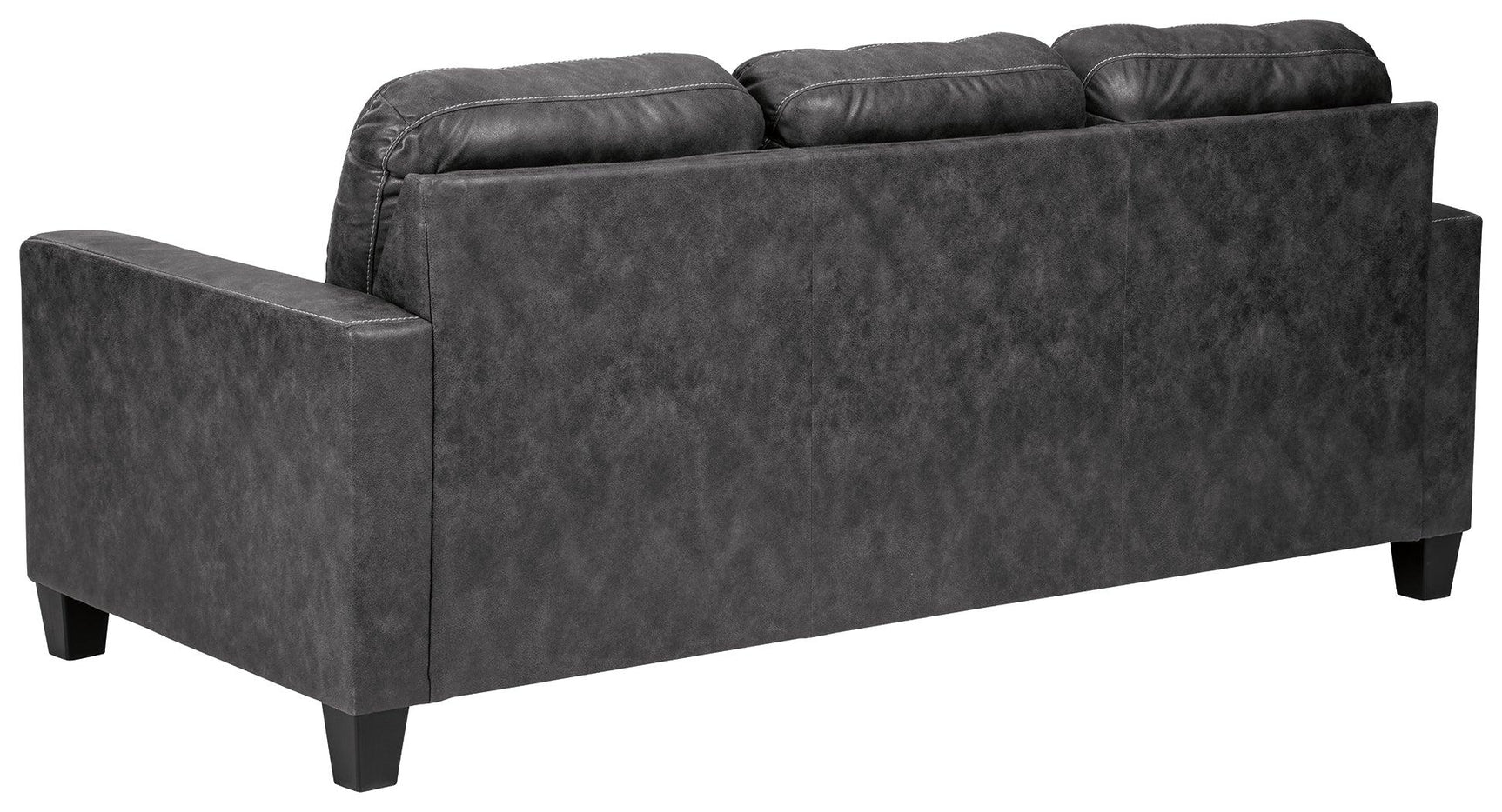 Venaldi Gunmetal Faux Leather Queen Sofa Chaise Sleeper - Ella Furniture