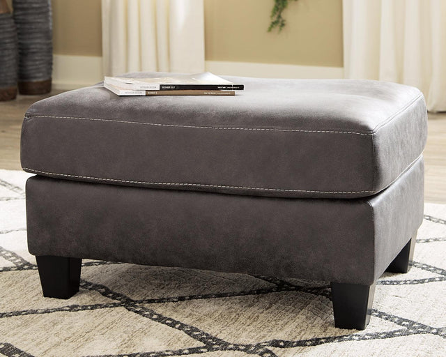 Venaldi Gunmetal Faux Leather Ottoman - Ella Furniture