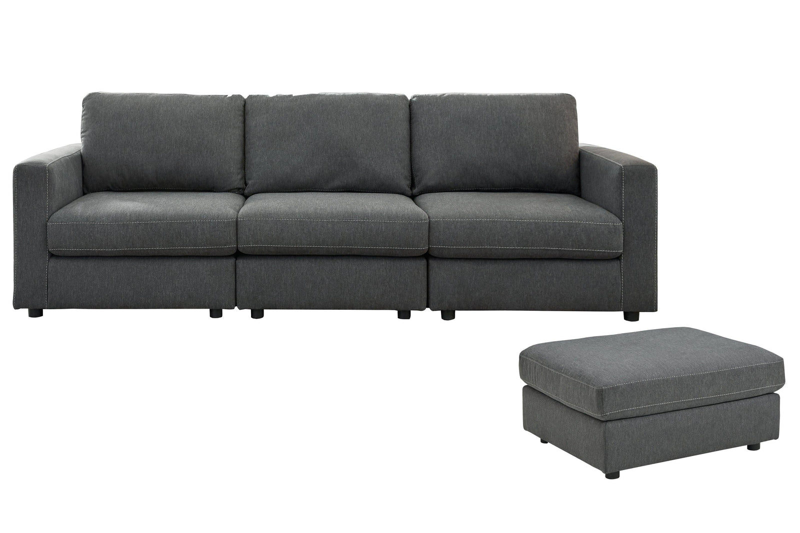 Candela Charcoal 3-Piece Sectional With Ottoman