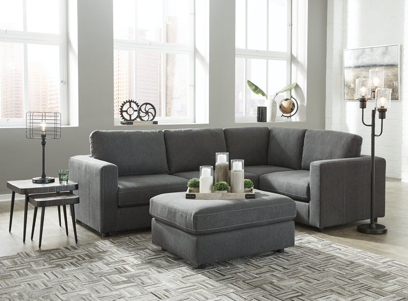 Candela Charcoal 4-Piece Sectional With Ottoman - Ella Furniture