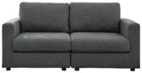 Candela Charcoal 2-Piece Sectional With Ottoman - Ella Furniture