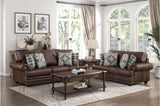 Franklin Dark Brown Modern Traditional Solid Wood And Plywood Faux Leather Upholstery Sofa - Ella Furniture