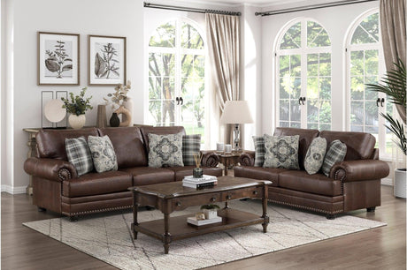 Franklin Dark Brown Modern Traditional Solid Wood And Plywood Faux Leather Upholstery Sofa - Ella Furniture