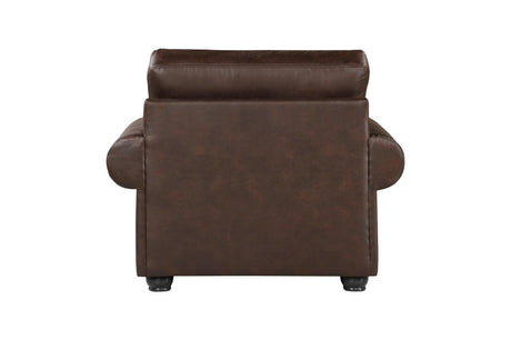 Franklin Dark Brown Modern Traditional Solid Wood And Plywood Faux Leather Upholstery Sofa - Ella Furniture