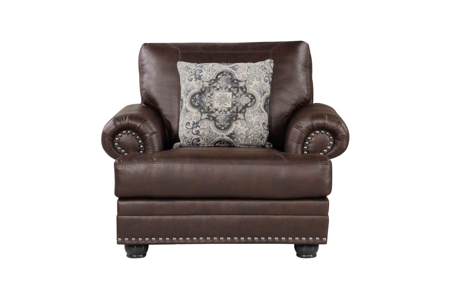 Franklin Dark Brown Modern Traditional Solid Wood And Plywood Faux Leather Upholstery Sofa - Ella Furniture