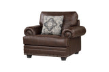 Franklin Dark Brown Modern Traditional Solid Wood And Plywood Faux Leather Upholstery Sofa - Ella Furniture