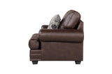 Franklin Dark Brown Modern Traditional Solid Wood And Plywood Faux Leather Upholstery Sofa - Ella Furniture