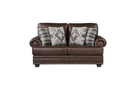 Franklin Dark Brown Modern Traditional Solid Wood And Plywood Faux Leather Upholstery Sofa - Ella Furniture