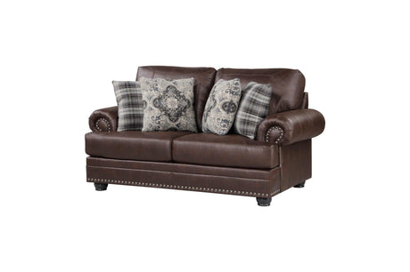 Franklin Dark Brown Modern Traditional Solid Wood And Plywood Faux Leather Upholstery Sofa - Ella Furniture