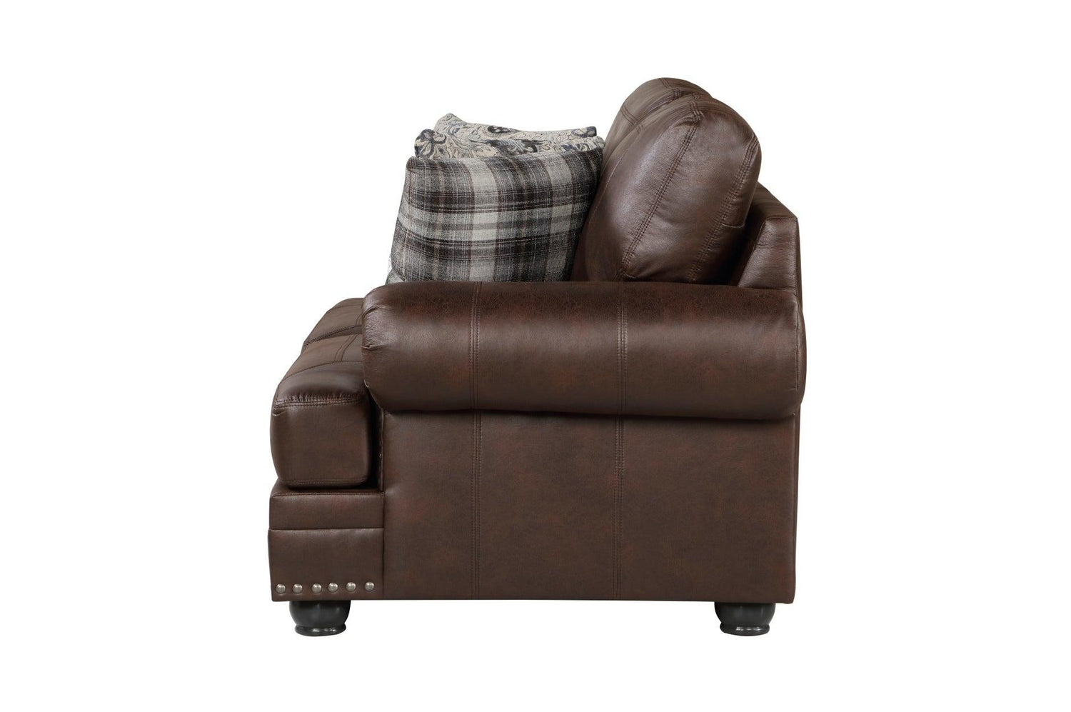 Franklin Dark Brown Modern Traditional Solid Wood And Plywood Faux Leather Upholstery Sofa - Ella Furniture