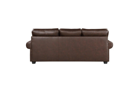 Franklin Dark Brown Modern Traditional Solid Wood And Plywood Faux Leather Upholstery Sofa - Ella Furniture