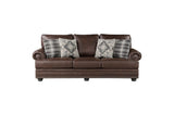 Franklin Dark Brown Modern Traditional Solid Wood And Plywood Faux Leather Upholstery Sofa - Ella Furniture