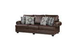 Franklin Dark Brown Modern Traditional Solid Wood And Plywood Faux Leather Upholstery Sofa - Ella Furniture
