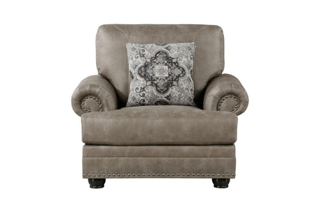 Franklin Brown Modern Traditional Solid Wood And Plywood Faux Leather Upholstery Sofa - Ella Furniture
