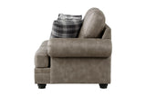 Franklin Brown Modern Traditional Solid Wood And Plywood Faux Leather Upholstery Sofa - Ella Furniture