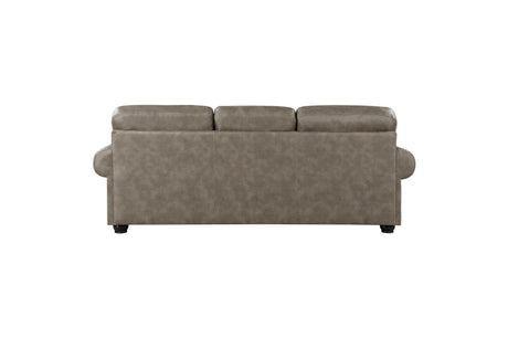 Franklin Brown Modern Traditional Solid Wood And Plywood Faux Leather Upholstery Sofa - Ella Furniture